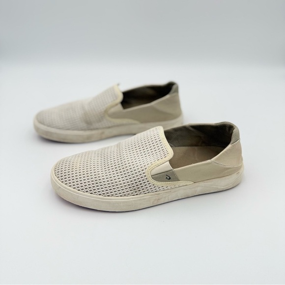 OluKai Lae’ahi Slip Ons men size 10 cream white boat shoes breathable - Picture 4 of 7